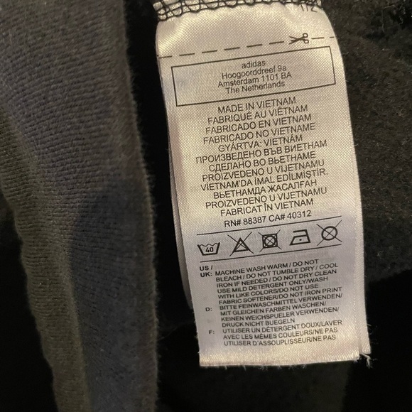 Adidas Black Hoodie with White Stripes size L - Picture 5 of 6